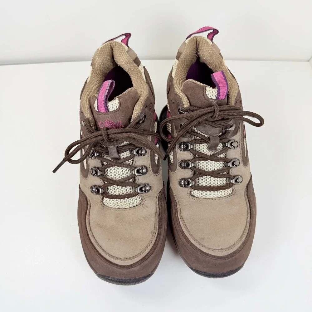 Z-Coil Brown Suede & Mesh Hiking/Walking Shoe W/Heel Spring Shock Absorbing Sz 8